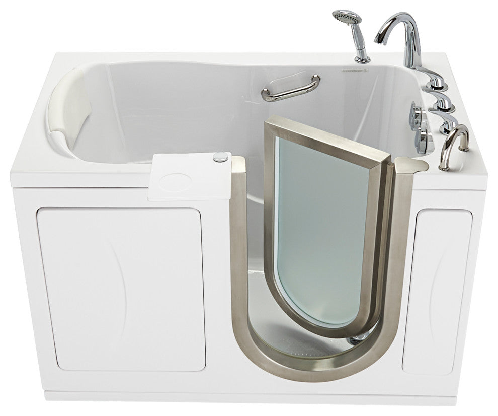 Ella Elite 32"x52" Acrylic Soaking Walk-In Bathtub Inward Swing Door, Dual Drain