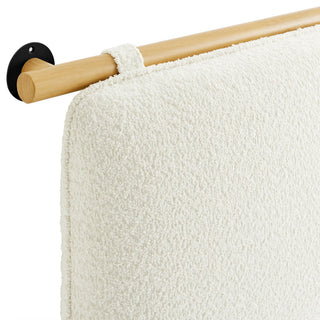 Anela Wall-Mounted Chenille Upholstered Full Headboard, Cream Natural