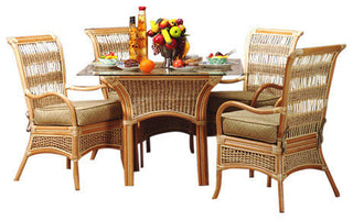 Spice Island 5-Piece Dining Set, Premium, Kanvastex White