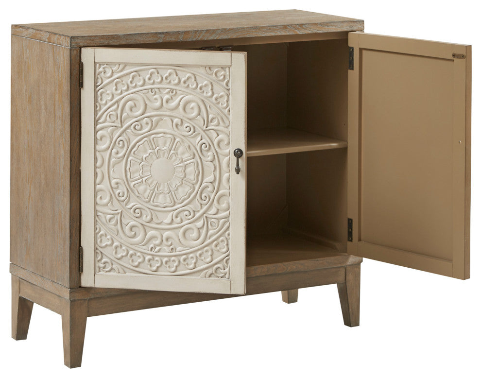 Madison Park Reclaimed Walnut Floral Details Accent Chest
