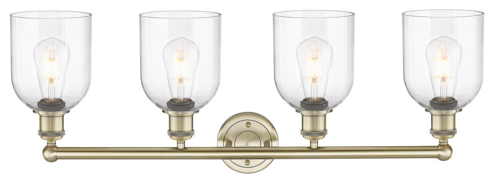 Edison-Bella 4-Light 33" Bath Vanity Light, Antique Brass, Clear