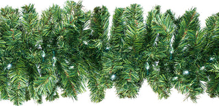 9' Pine Garland Pre-Lit With LED Pure White LED Lights