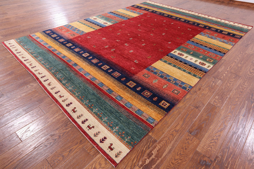 8' 4" X 12' 0" Tribal Persian Gabbeh Handmade Wool Rug Q4892