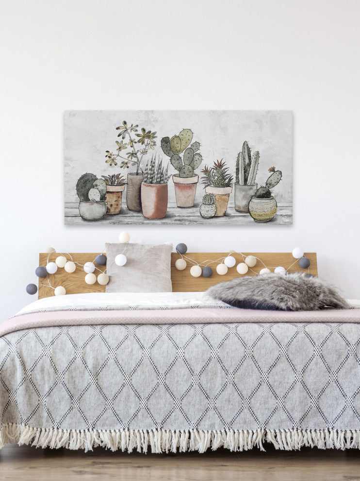 "Mixed Cacti and Succulents" Painting Print on Wrapped Canvas