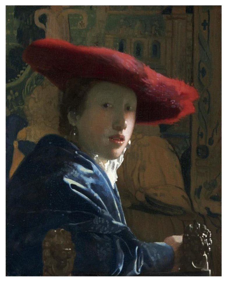"Girl with a Red Hat" Digital Paper Print by Johannes Vermeer, 24"x30"