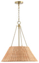 GetLedel 21.7" 3-Light Hand Woven Rattan Chandelier, Brown