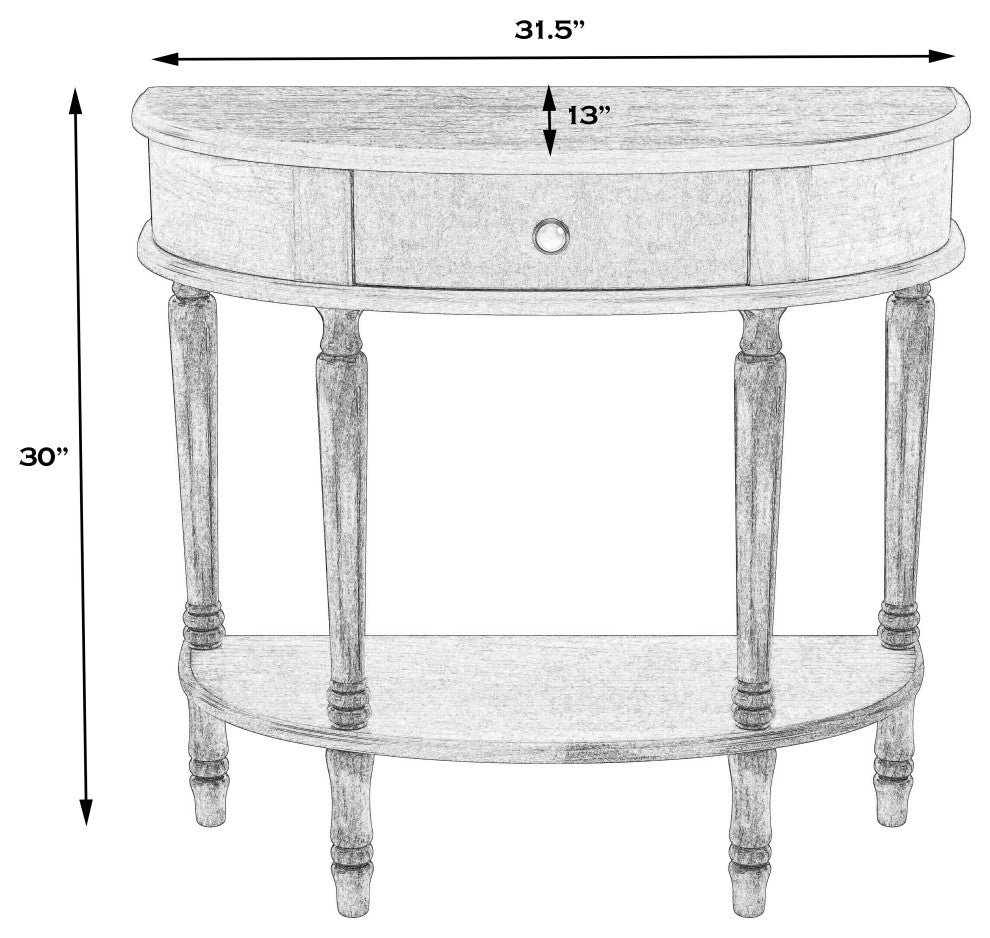 Mozart Hand-Painted Demilune Console Table, Tuscan Cream, Antique Beige
