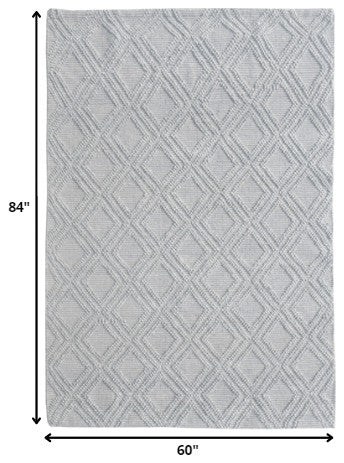 5"x7" Gray Diamond Lattice Modern Area Rug