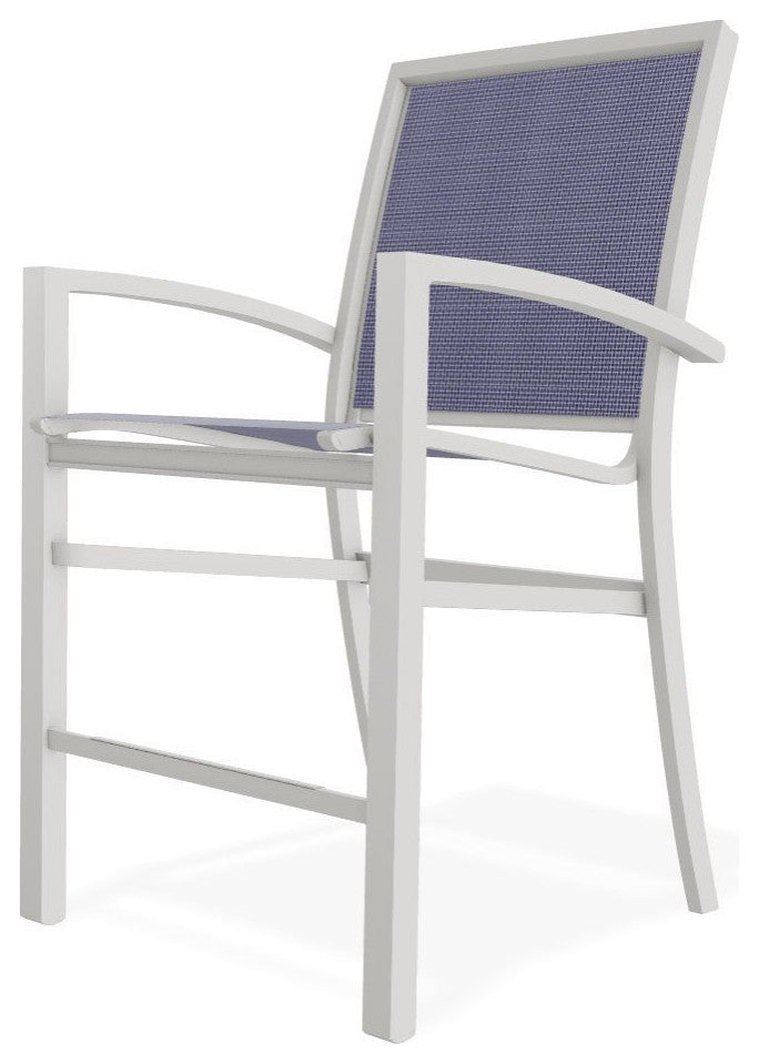 Kendall Sling Balcony Height Stackable Outdoor Stool, Breeze/Snow