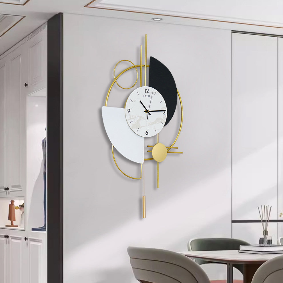 Modern 16.5" Decorative Big Wall Clocks for Living Room 3D Round Wall Clock