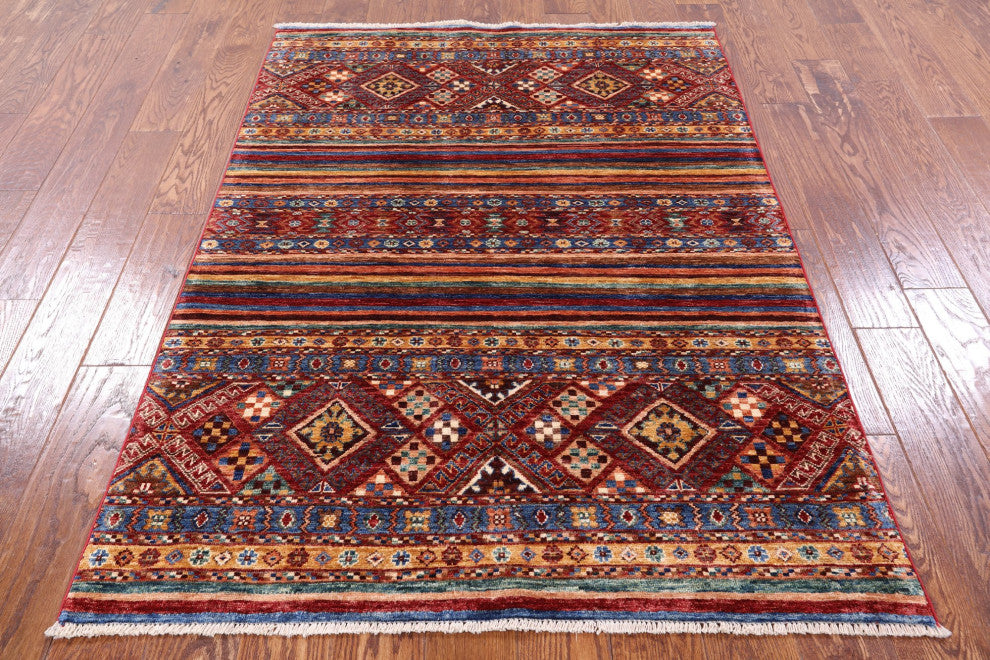 Khorjin Super Kazak Handmade Wool Rug 4' 0" X 5' 8" Q5363