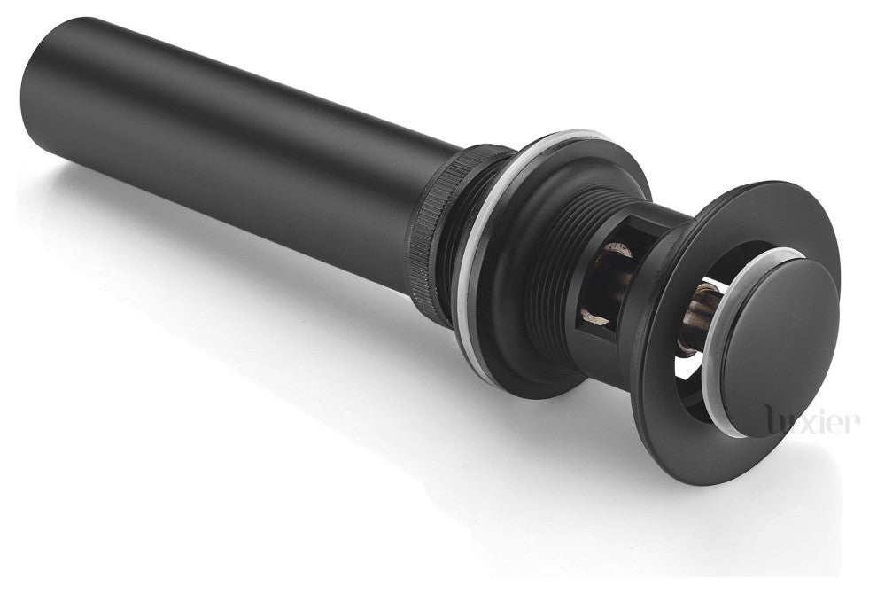 1-1/2" Push Pop-Up Drain Stopper for Sink, Matte Black, With Overflow