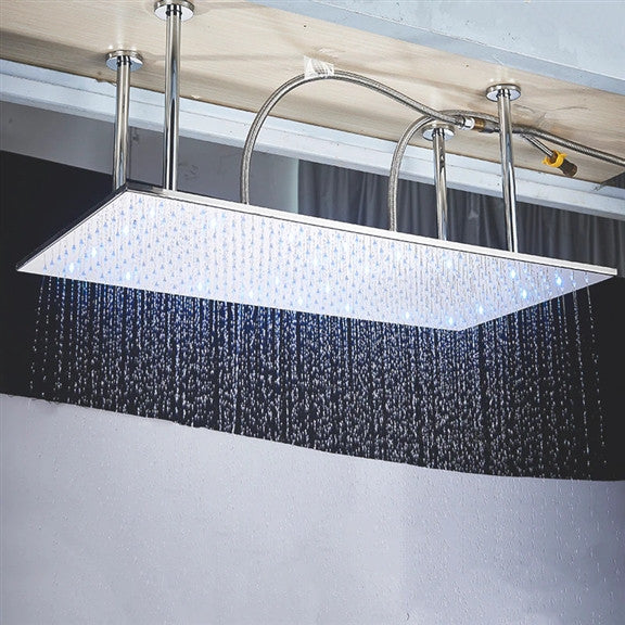 Fontana 20*40" LED Rainfall Shower System, Handheld Shower & 3 Body Jets, Chrome