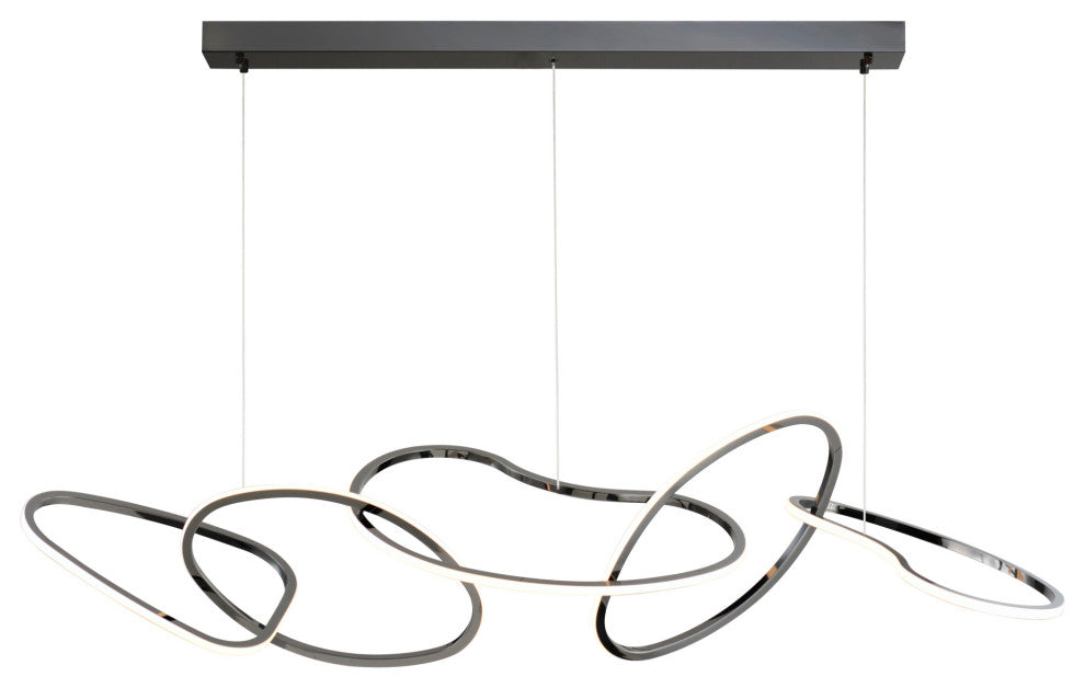 ET2 E24616 Unity 55"W LED Abstract Chandelier - Black Chrome