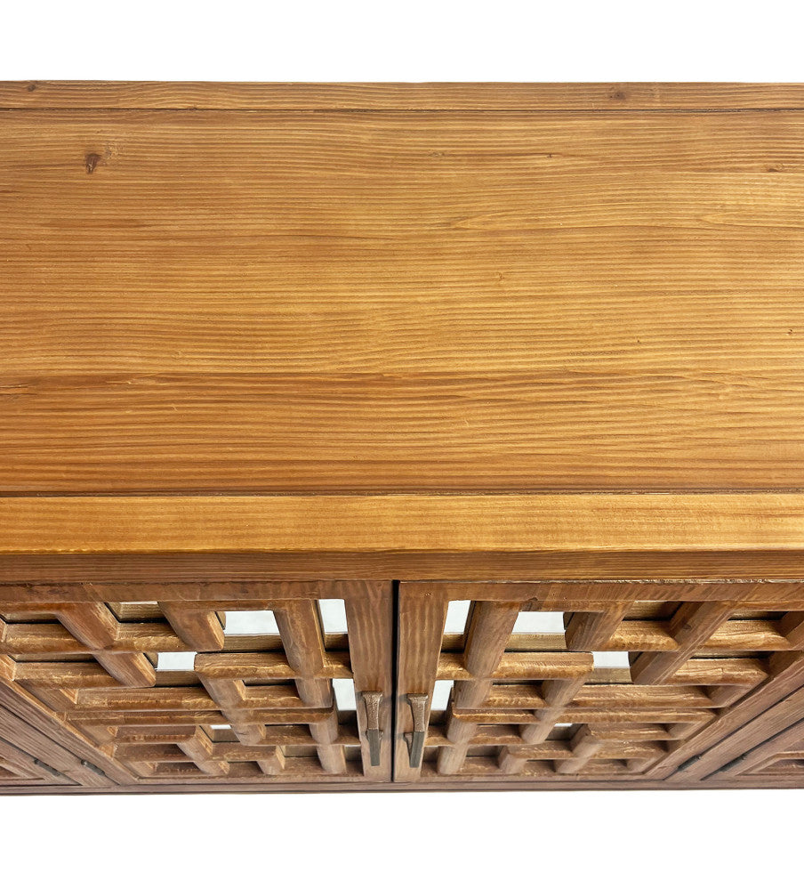 Chestnut Lattice Mirrored Sideboard