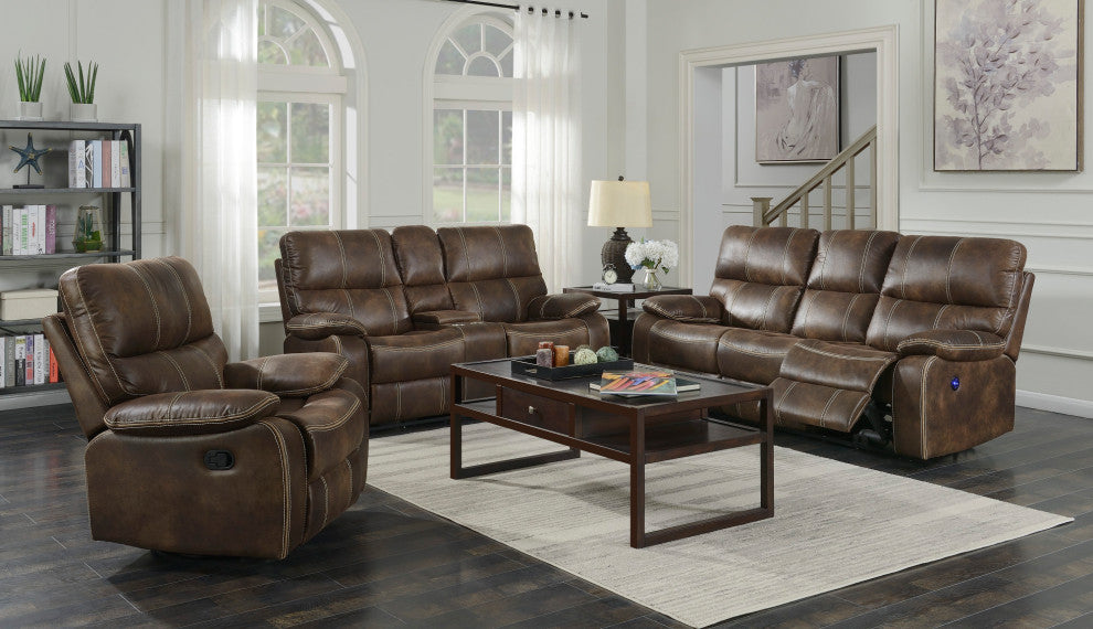 Kimberly Reclining Sofa, Chocolate Brown