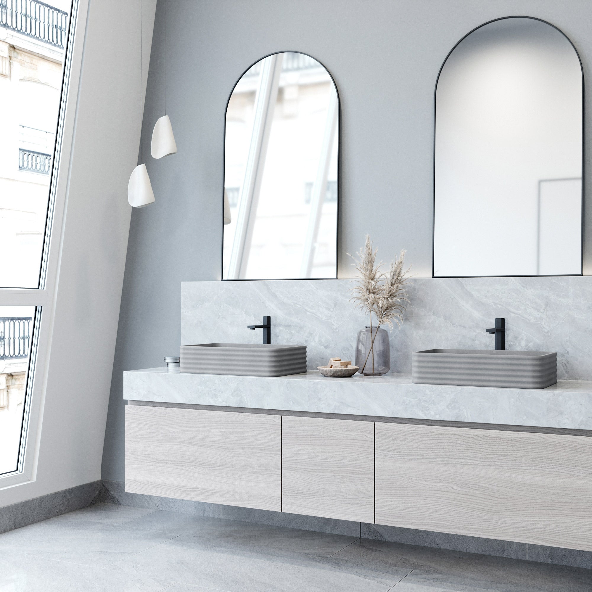 VIGO Cadman 21"L x 14"W x 5"H Concreto Stone Rectangular Bathroom Vessel Sink