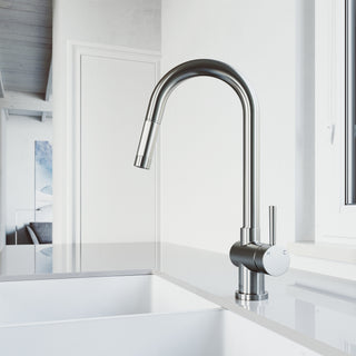 VIGO Gramercy 17" H Single Handle Pull-Down Sprayer Kitchen Faucet, Stainless Steel, No Sensor, Without Extras
