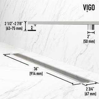 VIGO Elan Linear Shower Drain, Brushed Nickel, 36"
