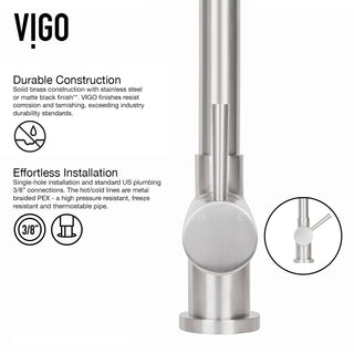 VIGO Gramercy 17" H Single Handle Pull-Down Sprayer Kitchen Faucet, Stainless Steel, No Sensor, Without Extras