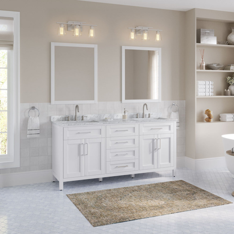 The Oswald Bathroom Vanity, White, 72", Double Sink, Freestanding