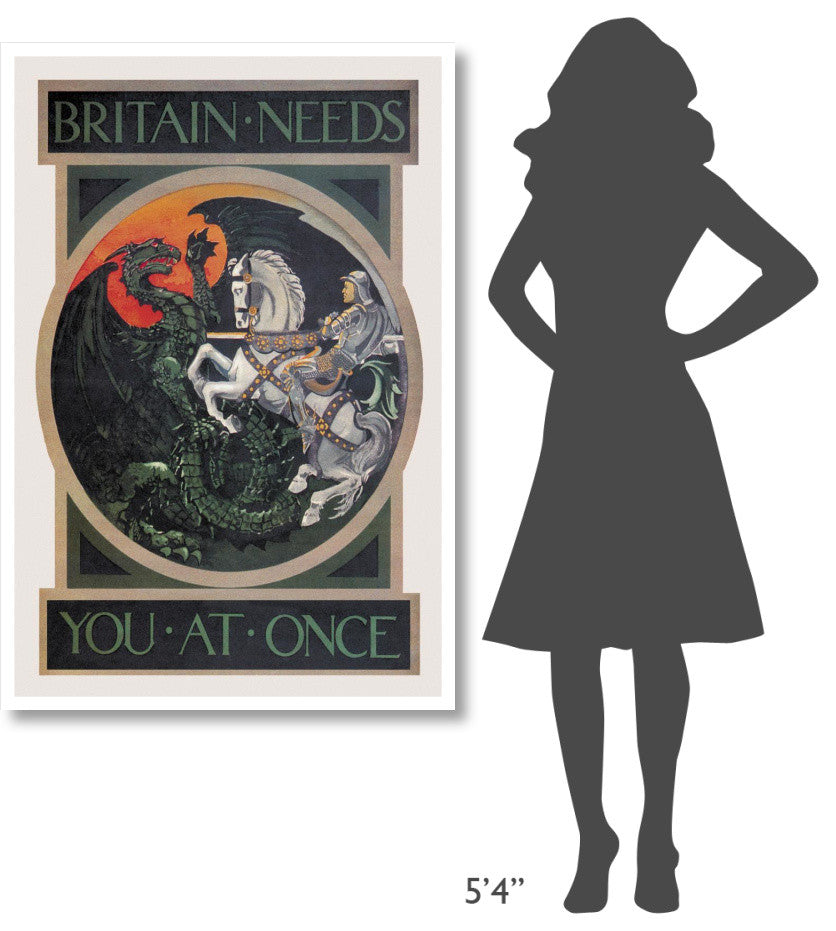 "WWI: Britain Needs You at Once" Digital Paper Print by Anonymous, 34"x50"