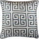 Greek Key Geometric Ivory Gray Accent Pillow Cover Handembroidered Wool 20x20"