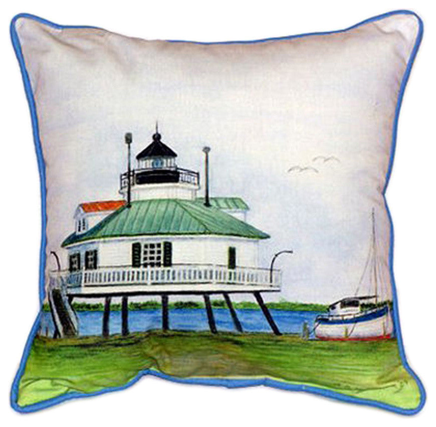 Betsy Drake Hopper Strait Lighthouse Extra Large 22 X 22 Indoor / Outdoor Pillo