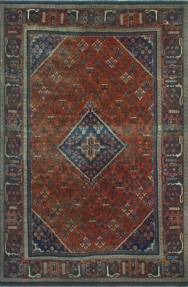 Fine Vintage Distressed Martina Rust/Brown Rug, 6'6x10'3