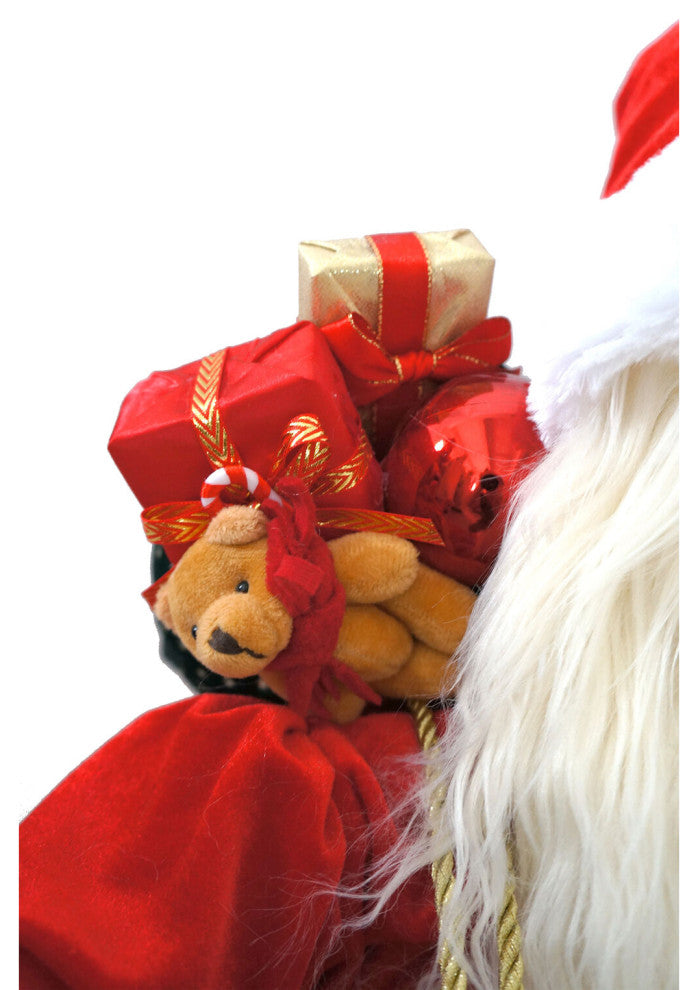 58" African American Dancing Mrs. Claus With Faux-Fur Hand Muff, Home Decor