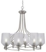 Capri 8-Light Chandelier, Brushed Nickel/Clear Textured