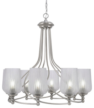 Capri 8-Light Chandelier, Brushed Nickel/Clear Textured