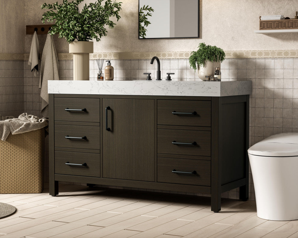 Home Living 54" Single Bathroom Vanity, Mocha Brown