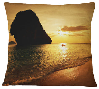 Amazing Evening Tropical Beach Seashore Throw Pillow, 18"x18"