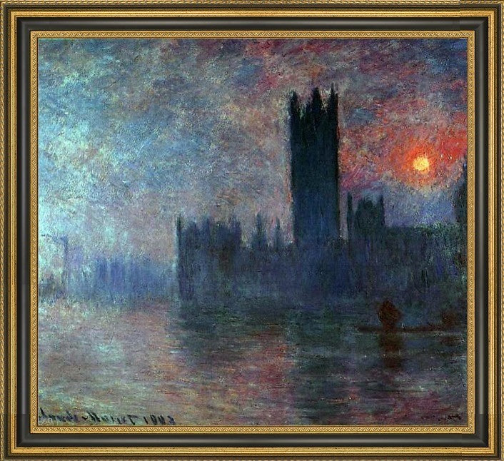 Claude Oscar Monet Houses of Parliament Framed Premium Canvas Print, 20"x25"