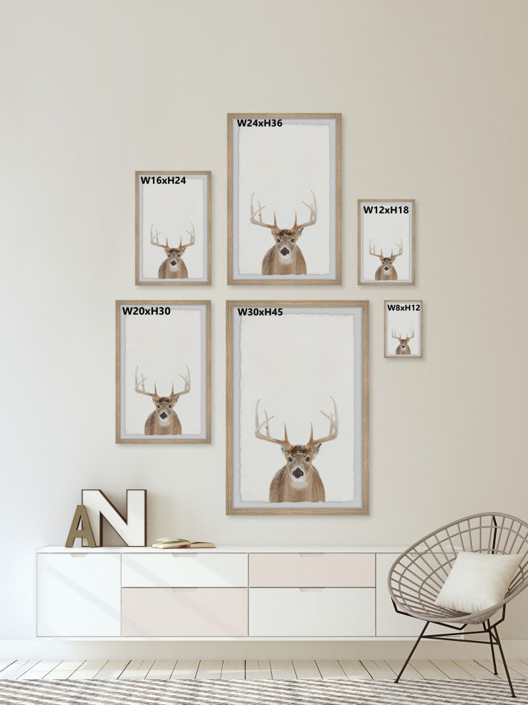 "Winter Deer" Framed Painting Print, 12x18