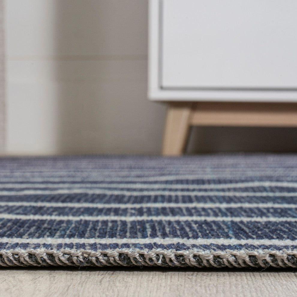 Rand Distressed Ticking Stripe Machine-Washable Area Rug, 9x12