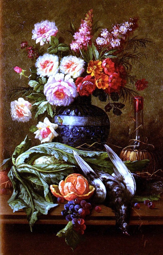 Modeste Carlier Nature Morte Aux Fleurs Et A L'Orange Wall Decal