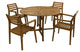 Outdoor Interiors 5-Piece 48" Round Eucalyptus Folding Dining Set