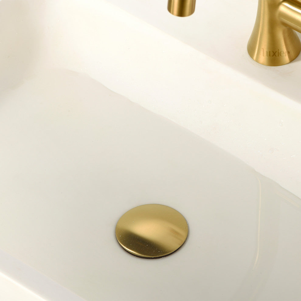 1-5/8" Push Pop-Up Drain Stopper No Overflow for Sink, Brushed Gold