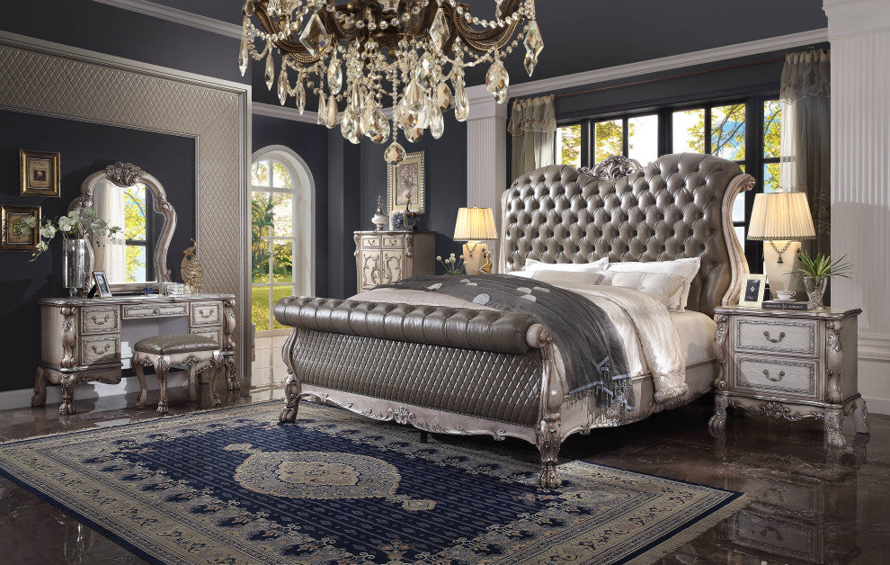 Jazlyn Ornamental Baroque Standard Bed, Vintage Bone White, California King