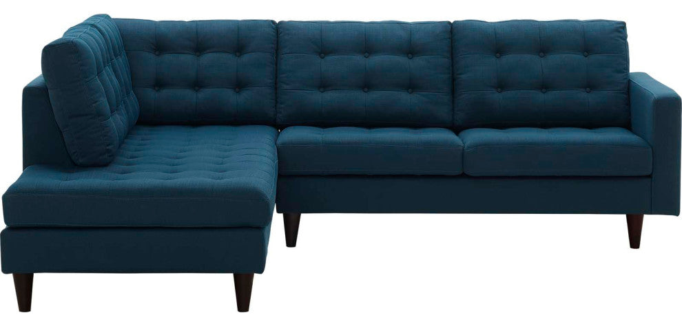 Azure Empress 2 Piece Upholstered Fabric Left Facing Bumper Sectional
