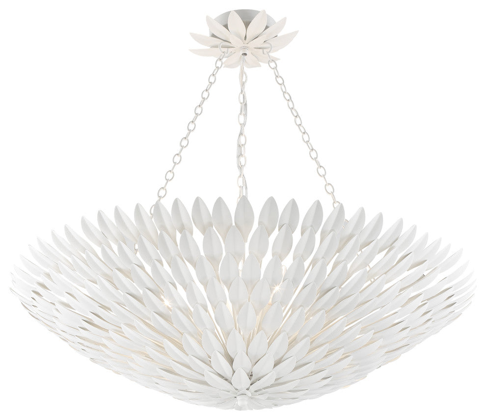 Broche Eight Light Chandelier in Matte White
