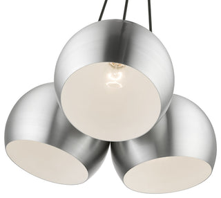 Livex Lighting 3 Light Polished Aluminum Globe Pendant