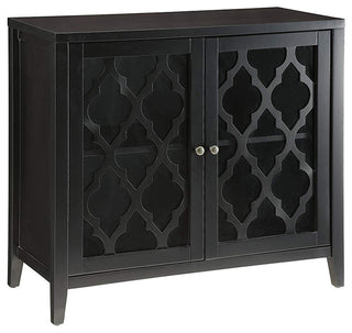 Storage Cabinet With 2 Doors And Quatrefoil Design, Black