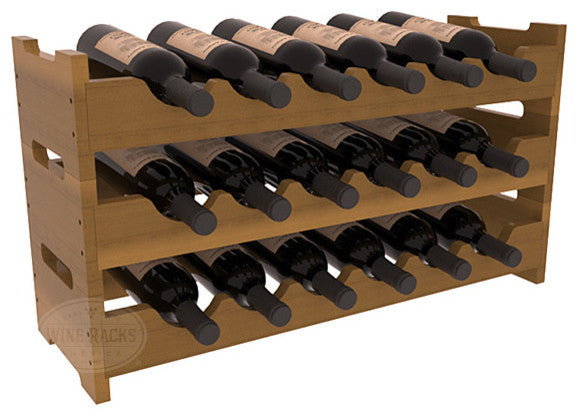 18-Bottle Mini Scalloped Wine Rack, Redwood, Oak + Satin