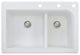 Radius 33" silQ Granite Drop-in Double Bowl Kitchen Sink with 3 Holes in White