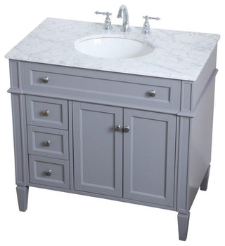Elegant Decor Williams 36" Single Marble Top Bathroom Vanity in Gray