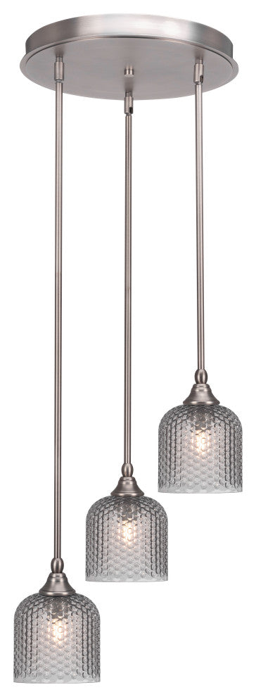 Empire 3-Light Cluster Pendalier, Brushed Nickel/Smoke Textured