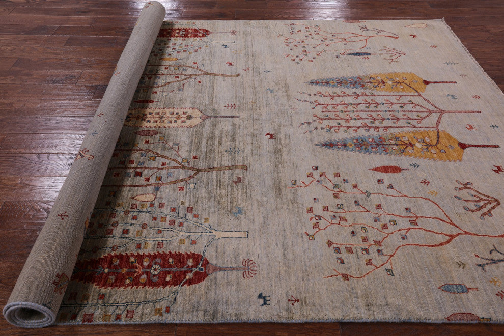 Handmade Tribal Persian Gabbeh Wool Rug 6' 4" X 9' 7" Q5282